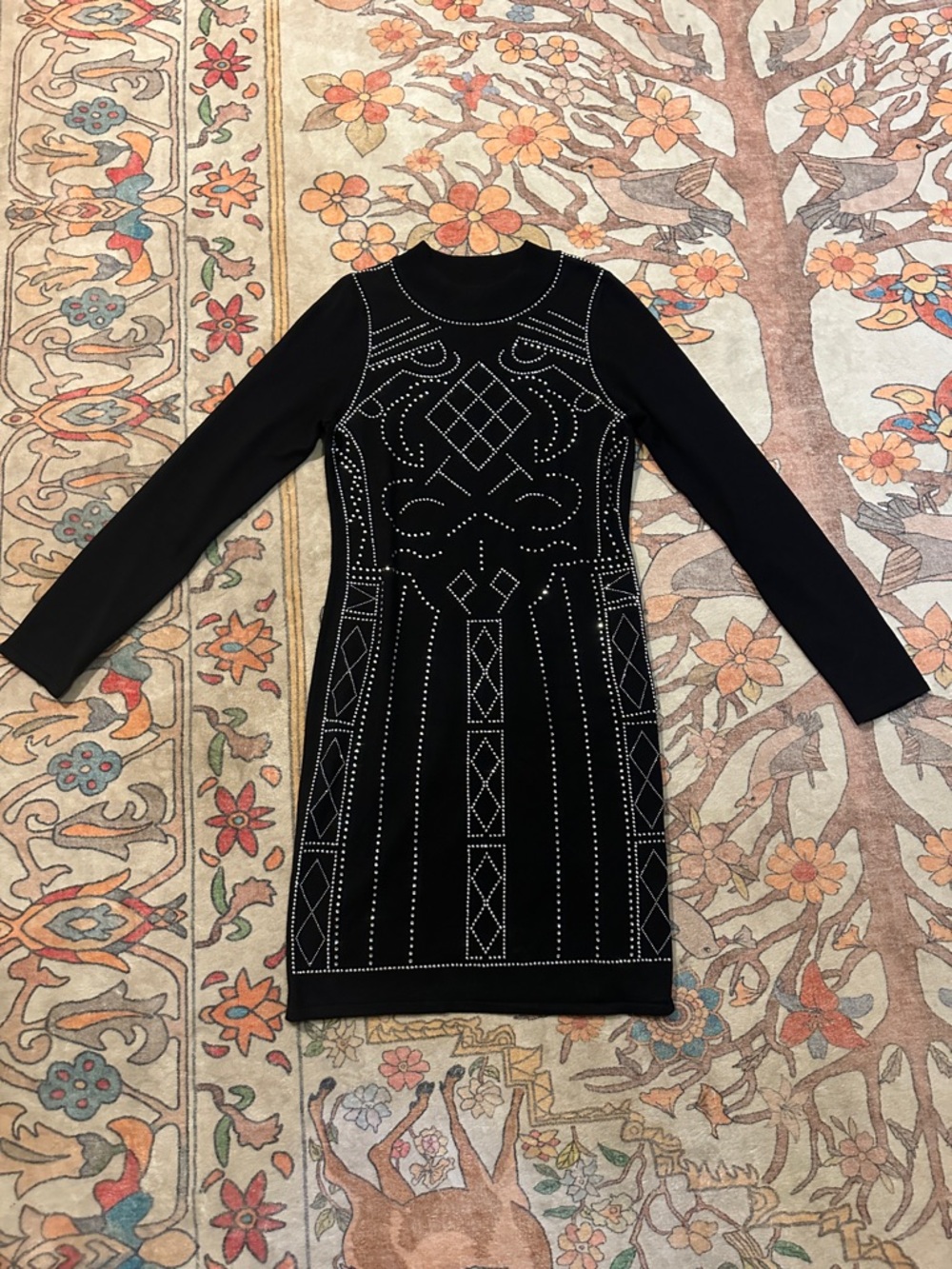 Say What? Black Long-Sleeve Studded Bodycon Dress